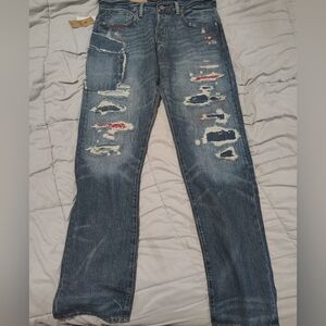 Polo Ralph Lauren Distressed Patchwork Jeans 32x34 Classic Fit Denim NWT